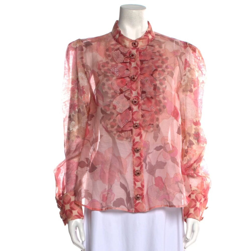 Zimmermann Silk Floral Button Down Blouse, Size 0